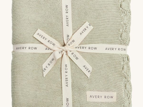 Avery Row Scallop Knit Organic Baby Blanket - Willow