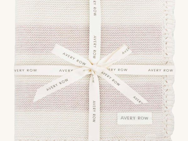 Avery Row Stripe Knit Organic Baby Blanket - Oat Melange