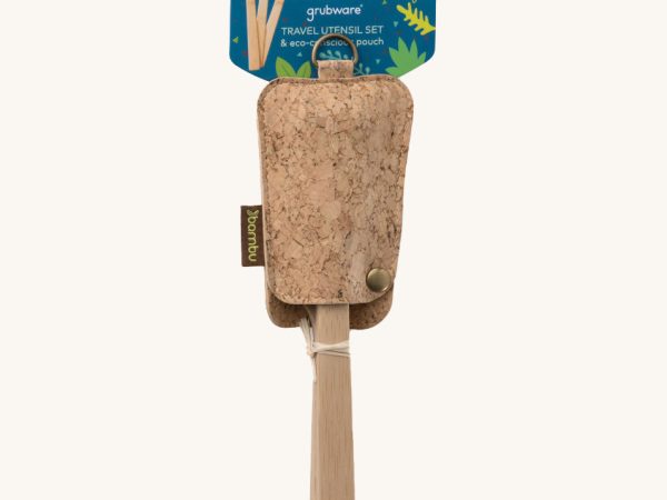 Bambu Bamboo Travel Cutlery Set with Cork Pouch