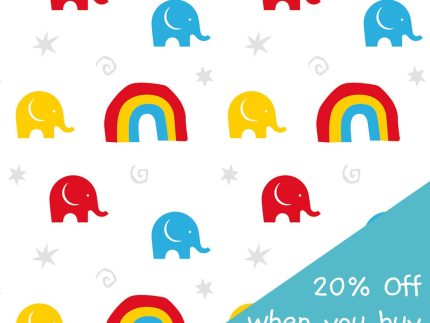 Babipur Rainbow Elephant Gift Wrap