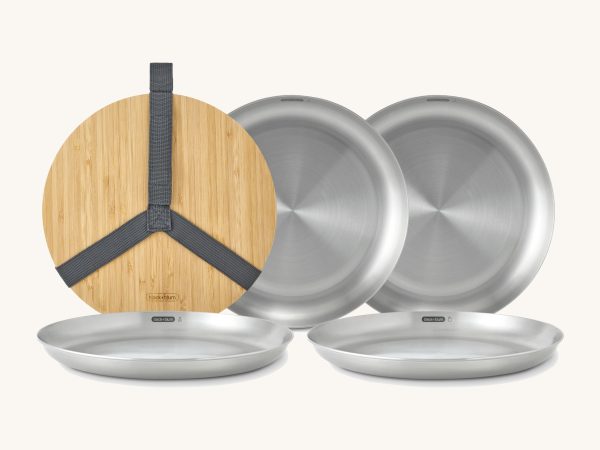 Black+Blum Stainless Steel Picnic Plate Set & Bamboo Lid