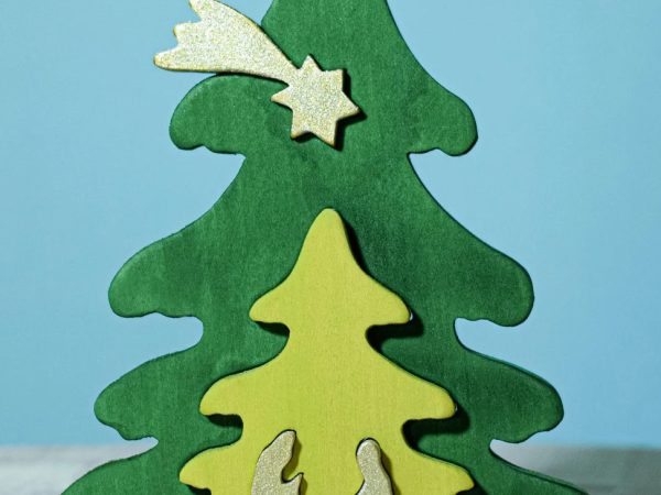 Bumbu Toys Christmas Tree Nativity Puzzle - Gold