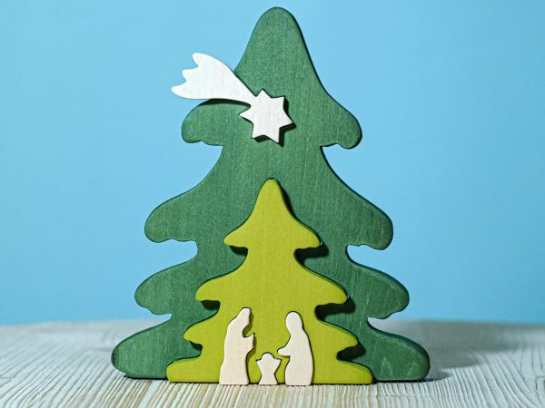 Bumbu Wooden Christmas Tree Nativity Puzzle