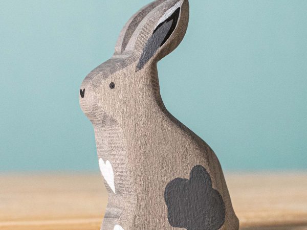 Bumbu Wooden Grey Sitting Rabbit