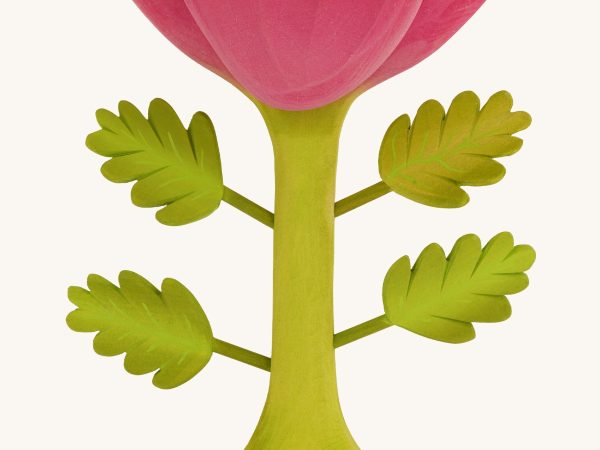 Bumbu Wooden Large Pink Flower