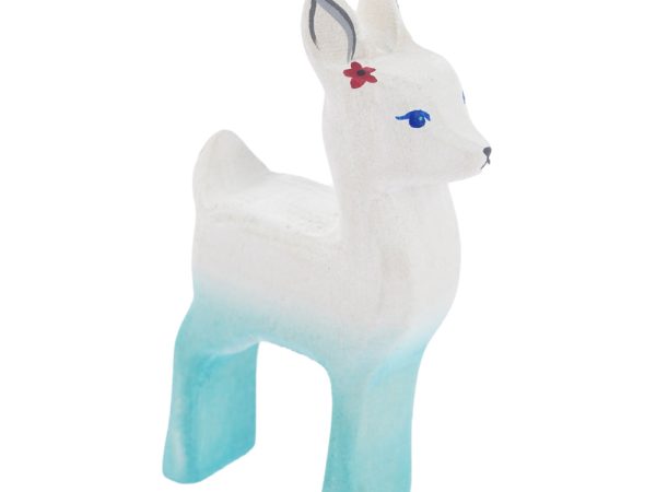 Bumbu Wooden White Fawn with Flower