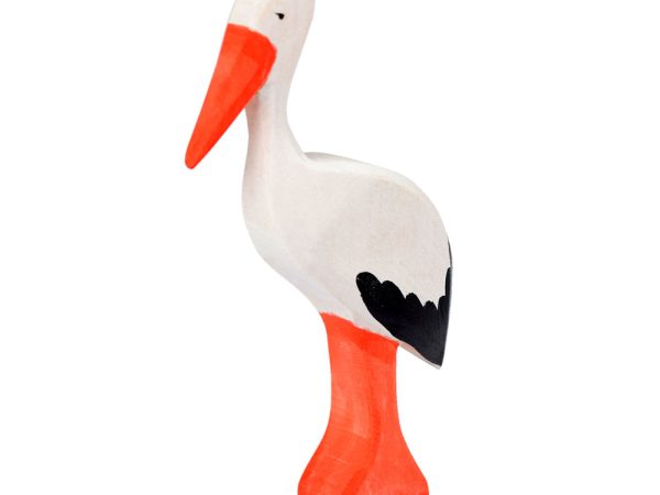 Bumbu White Wooden Standing Stork
