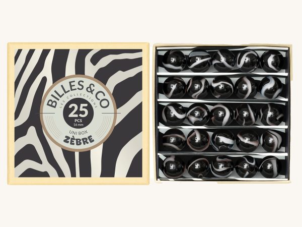 Billes & Co Zebra Marbles Mini Box - 25 Pack