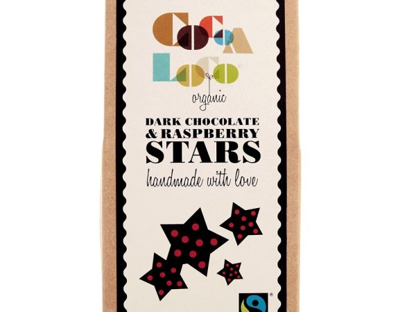 Cocoa Loco Dark Chocolate & Raspberry Stars 100g