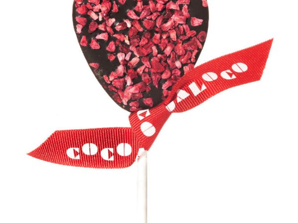 Cocoa Loco Dark Chocolate & Raspberry Heart Lolly