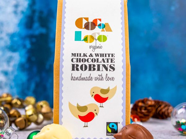 Cocoa Loco Milk & White Chocolate Robins 100g