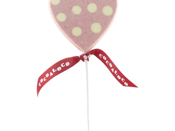 Cocoa Loco Pink Polka Dot Heart Lolly