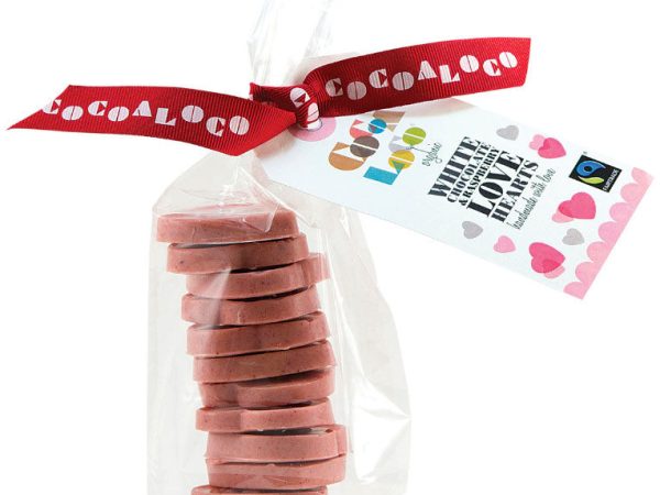 Cocoa Loco White Chocolate & Raspberry Love Hearts