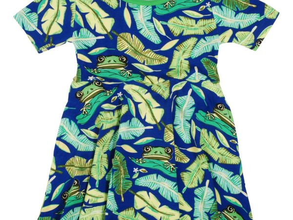 Duns Frog Blue Short Sleeve Skater Dress