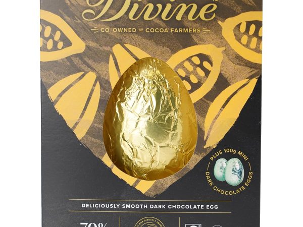Divine Fairtrade Dark Chocolate Easter Egg with Dark Chocolate Mini Eggs