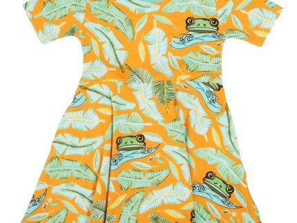 Duns Frog Orange Short Sleeve Skater Dress