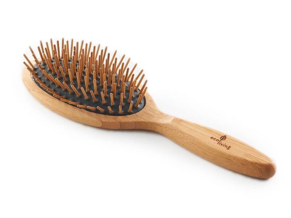 Ecoliving Bamboo Hairbrush with Wooden Pins - Black