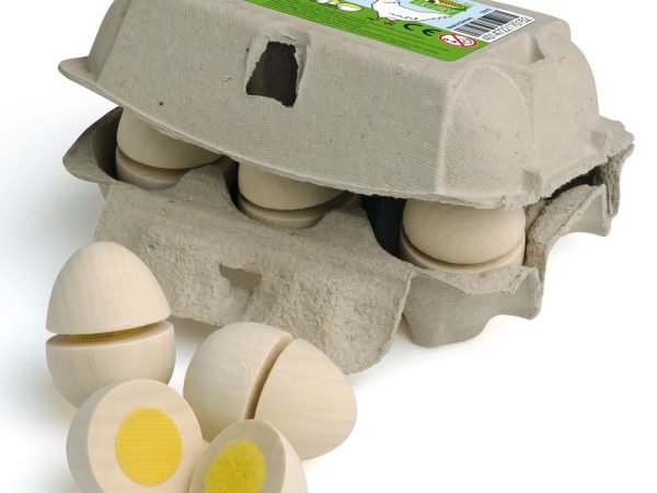 Erzi Eggs To Cut 6 Pack Wooden Play Food Set