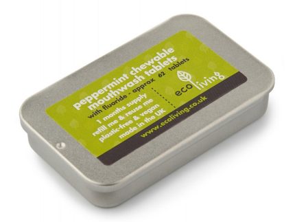 Ecoliving Peppermint Chewable Fluoride Mouthwash Tablets - 1 Month Refillable Tin