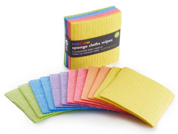 Ecoliving 12 Rainbow Sponge Cloth Wipes