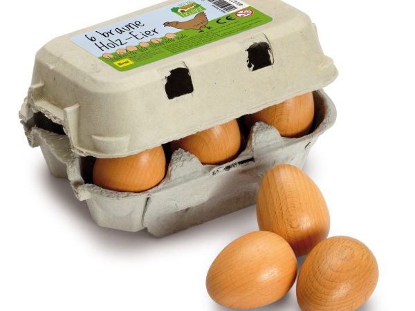Erzi Six Brown Eggs Wooden Play Food