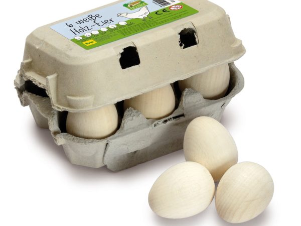 Erzi Six White Eggs Wooden Play Food