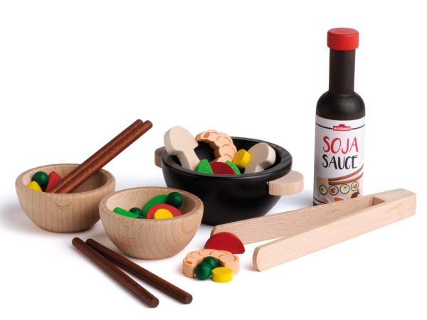 Erzi Wok Party Assortment Wooden Play Food Set