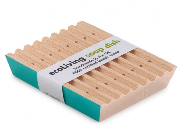 Ecoliving Wooden Soap Dish - Turquoise