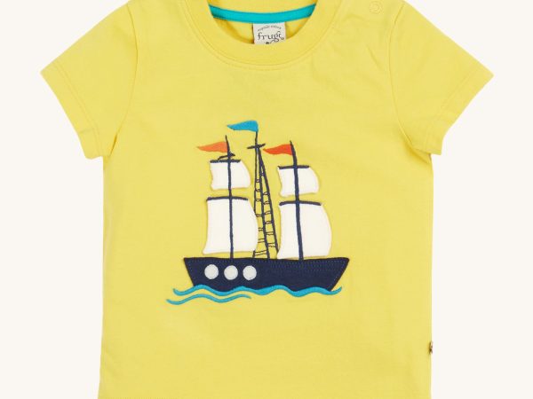 Frugi Avery Applique T-Shirt - Welly Yellow / Tall Ship