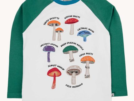Frugi Ace Applique Top - White / Fungi
