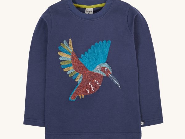 Frugi Adventure Embroidered Top - Navy / Kingfisher
