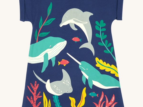 Frugi Bonnie Dress - Navy Blue / Sealife