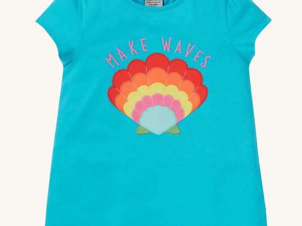Frugi Cassia Applique T-Shirt - Tropical Sea / Shell
