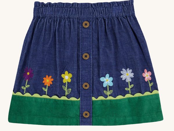 Frugi Cara Cord Skirt - Ink Blue / Flowers