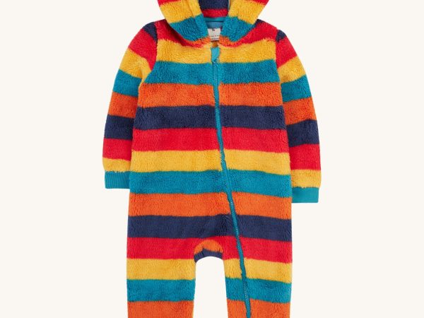 Frugi Cosy Ted Snuggle Suit - Autumn Stripe
