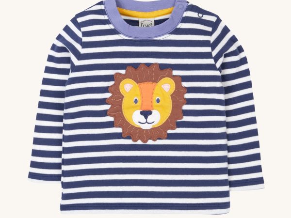 Frugi Discovery Applique Top - Navy Stripe / Lion
