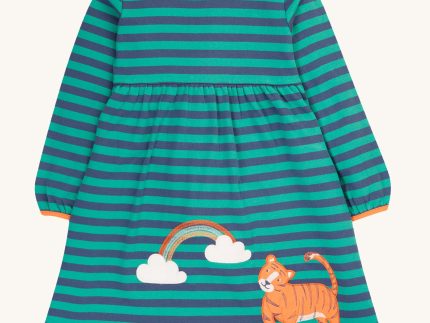 Frugi Dolcie Dress - Iguana Stripe/Tiger