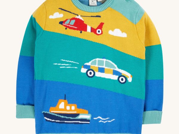 Frugi Elwood Knitted Jumper - Rescue Vehicles