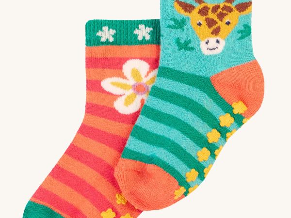 Frugi Grippy Socks 2 Pack - Giraffe