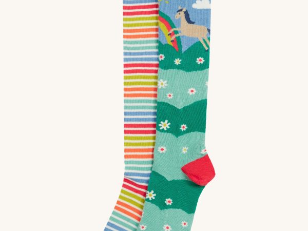 Frugi Hygge High Knee Socks 2 Pack - Horse