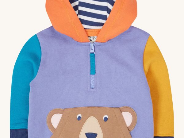 Frugi Hadley Half Zip Hoodie - Hotchpotch / Bear