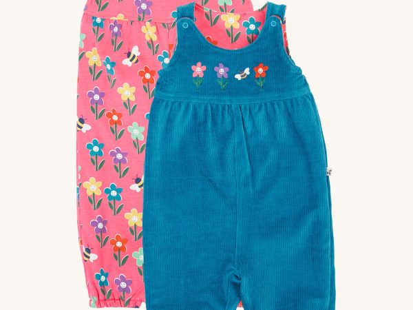 Frugi Helen Reversible Dungarees - Blue / Fun Flowers