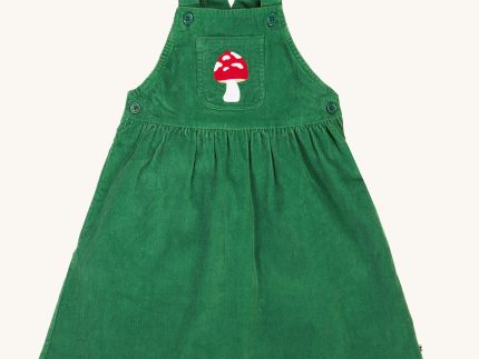 Frugi Isla Cord Dungaree Dress - Holly Green / Mushroom
