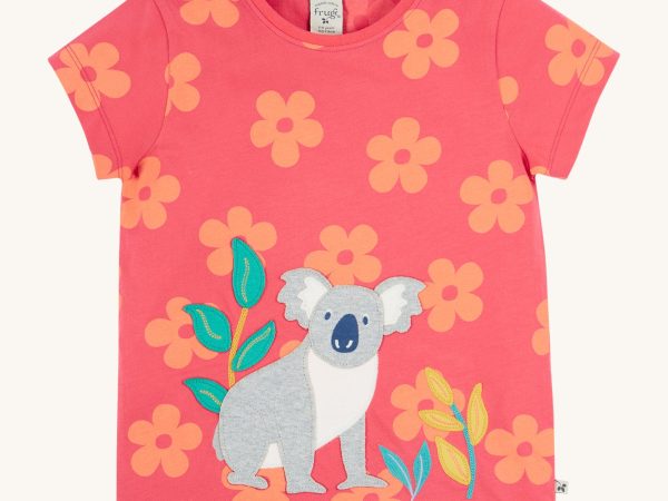 Frugi Lottie Applique T-Shirt - Floral Fun / Koala