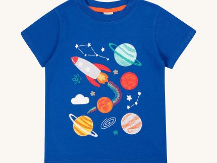 Frugi Little Creature Applique Top - Blue Tang/Rocket
