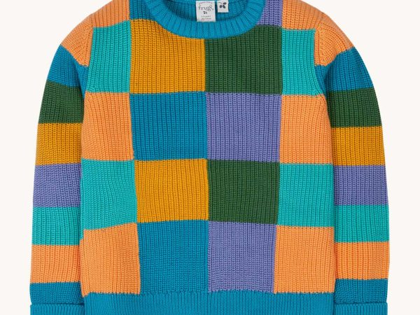 Frugi Lenny Knitted Jumper - Rainbow Checkerboard