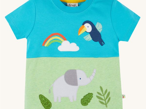 Frugi Little Penryn Panel T-Shirt - Elephant