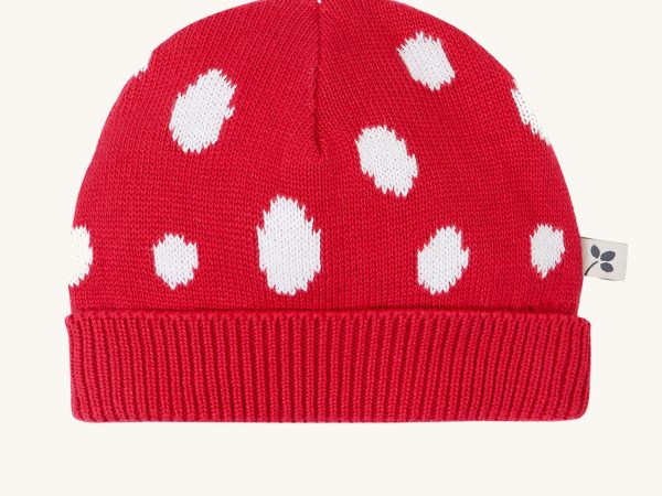 Frugi Noa Knitted Baby Hat - Red Mushroom