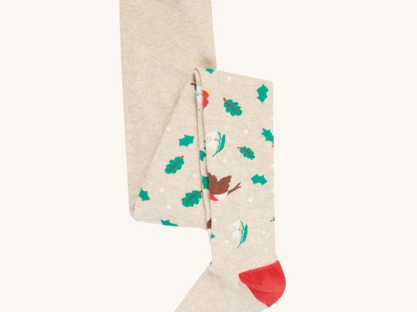 Frugi Norah Tights 2 Pack - Oatmeal Robin/Red