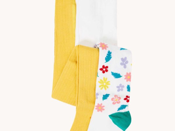 Frugi Norah Tights 2 Pack - Bumblebee / Flowers